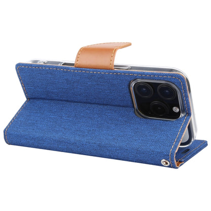 For iPhone 16 Pro GOOSPERY CANVAS DIARY Fabric Texture Flip Leather Phone Case(Blue) by GOOSPERY