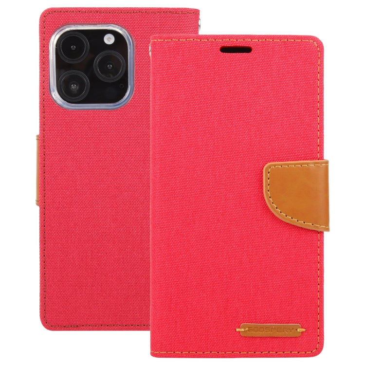 For iPhone 16 Pro GOOSPERY CANVAS DIARY Fabric Texture Flip Leather Phone Case(Red) by GOOSPERY