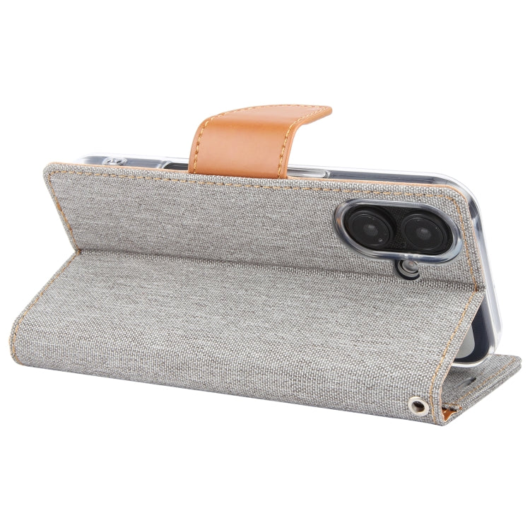 For iPhone 16 Plus GOOSPERY CANVAS DIARY Fabric Texture Flip Leather Phone Case(Grey) by GOOSPERY