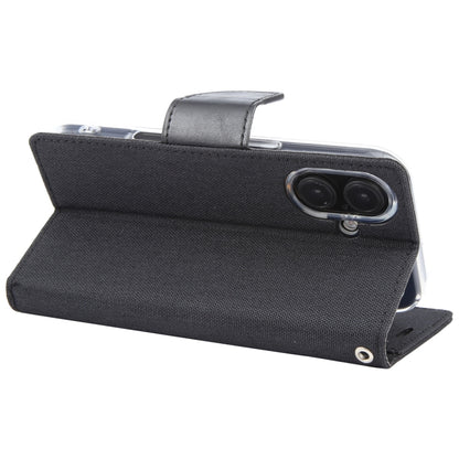 For iPhone 16 GOOSPERY CANVAS DIARY Fabric Texture Flip Leather Phone Case(Black) by GOOSPERY