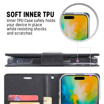 For iPhone 16 Pro GOOSPERY CANVAS DIARY Fabric Texture Flip Leather Phone Case(Navy Blue) by GOOSPERY