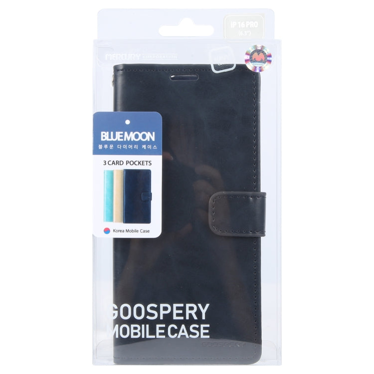 For iPhone 16 Pro Max GOOSPERY BLUE MOON Crazy Horse Texture Leather Phone Case(Dark Blue) by GOOSPERY