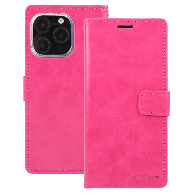 For iPhone 16 Pro Max GOOSPERY BLUE MOON Crazy Horse Texture Leather Phone Case(Rose Red) by GOOSPERY