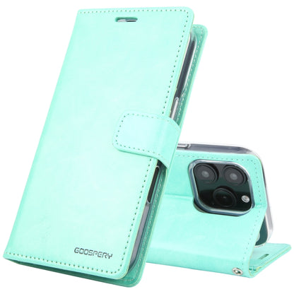 For iPhone 16 Pro Max GOOSPERY BLUE MOON Crazy Horse Texture Leather Phone Case(Mint Green) by GOOSPERY