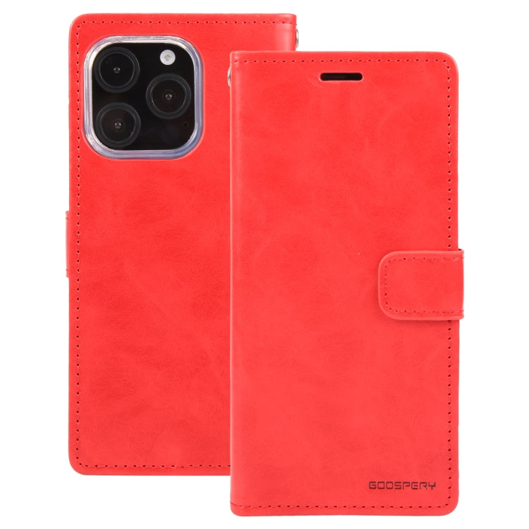 For iPhone 16 Pro GOOSPERY BLUE MOON Crazy Horse Texture Leather Phone Case(Red) by GOOSPERY