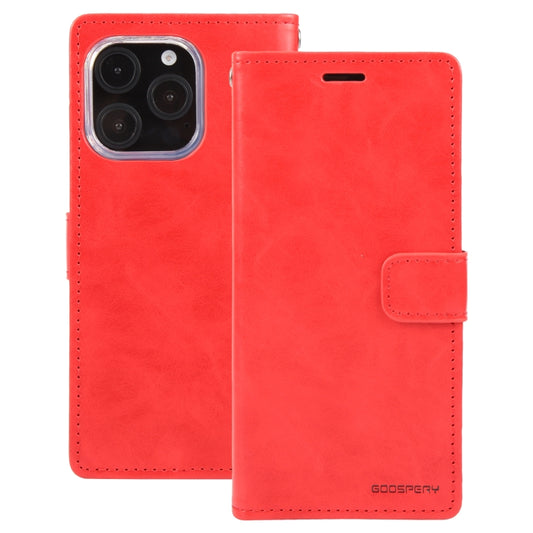 For iPhone 16 Pro GOOSPERY BLUE MOON Crazy Horse Texture Leather Phone Case(Red) by GOOSPERY