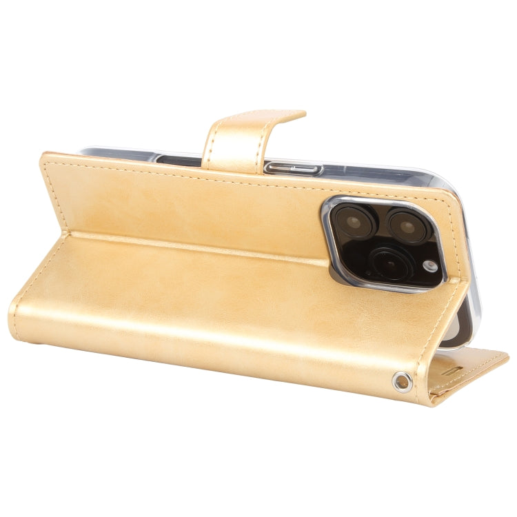 For iPhone 16 Pro GOOSPERY BLUE MOON Crazy Horse Texture Leather Phone Case(Gold) by GOOSPERY