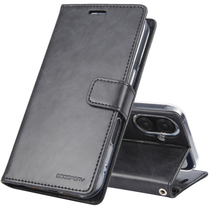 For iPhone 16 Plus GOOSPERY BLUE MOON Crazy Horse Texture Leather Phone Case(Black) by GOOSPERY