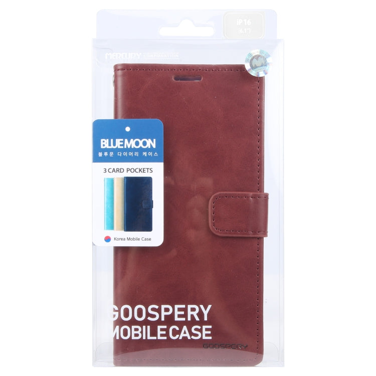 For iPhone 16 Plus GOOSPERY BLUE MOON Crazy Horse Texture Leather Phone Case(Wine Red) by GOOSPERY