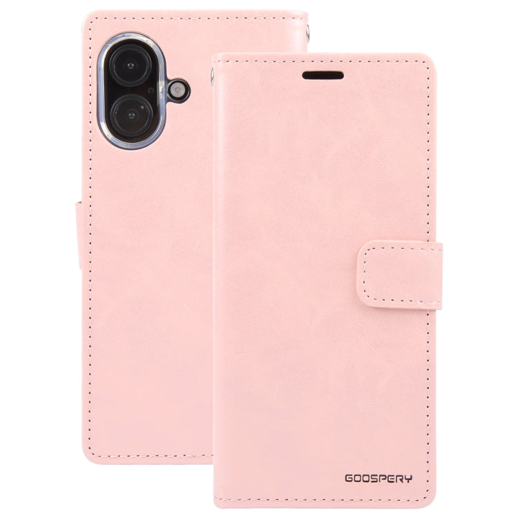 For iPhone 16 Plus GOOSPERY BLUE MOON Crazy Horse Texture Leather Phone Case(Rose Gold) by GOOSPERY