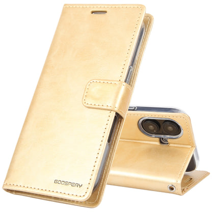 For iPhone 16 Plus GOOSPERY BLUE MOON Crazy Horse Texture Leather Phone Case(Gold) by GOOSPERY