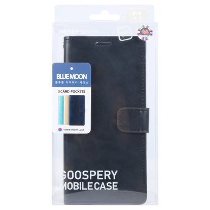 For iPhone 16 GOOSPERY BLUE MOON Crazy Horse Texture Leather Phone Case(Dark Blue) by GOOSPERY
