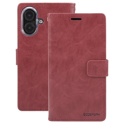 For iPhone 16 GOOSPERY BLUE MOON Crazy Horse Texture Leather Phone Case(Wine Red) by GOOSPERY