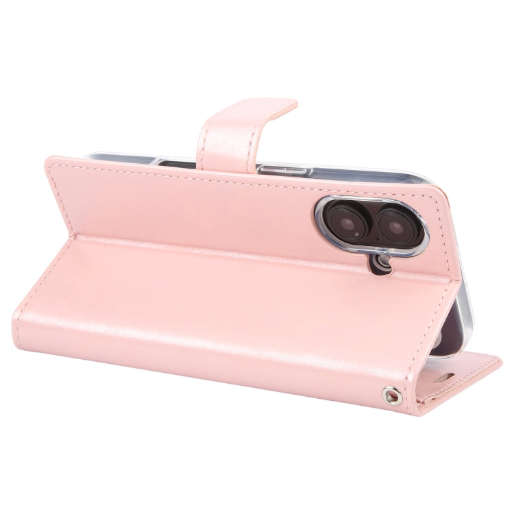 For iPhone 16 GOOSPERY BLUE MOON Crazy Horse Texture Leather Phone Case(Rose Gold) by GOOSPERY