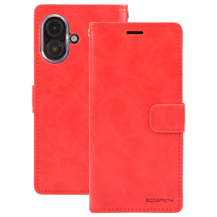 For iPhone 16 GOOSPERY BLUE MOON Crazy Horse Texture Leather Phone Case(Red) by GOOSPERY