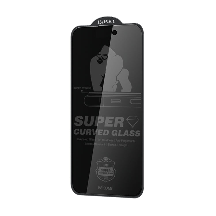 For iPhone 16 / 15 WK WTP-092 King Kong 6D Curved 28 Degree Privacy Tempered Glass Film by WK