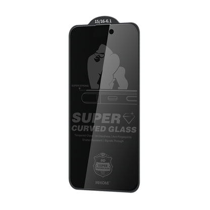 For iPhone 16 / 15 WK WTP-092 King Kong 6D Curved 28 Degree Privacy Tempered Glass Film by WK