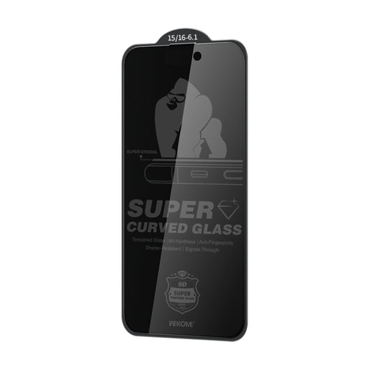 For iPhone 16 / 15 WK WTP-092 King Kong 6D Curved 28 Degree Privacy Tempered Glass Film by WK