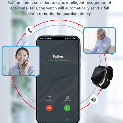 RF-V52-B 1.85 inch Screen GPS Smart Tracker WatchBand Support SOS Call / Health Monitoring For North America / South America(Black) by bashfashion