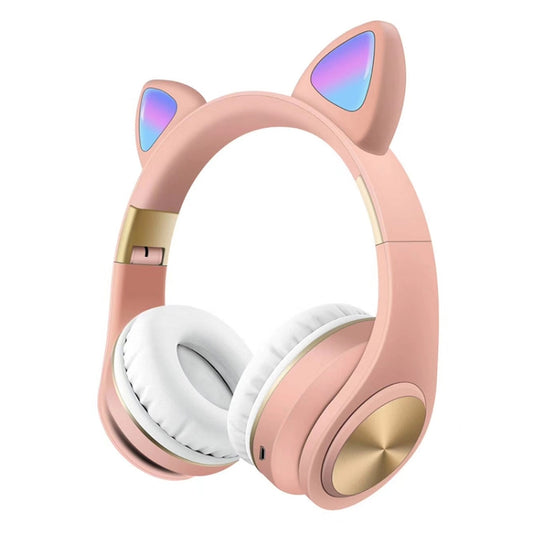 Cat Ears Bluetooth Wireless Headphones Gaming Headset with Light(Pink) by bashfashion