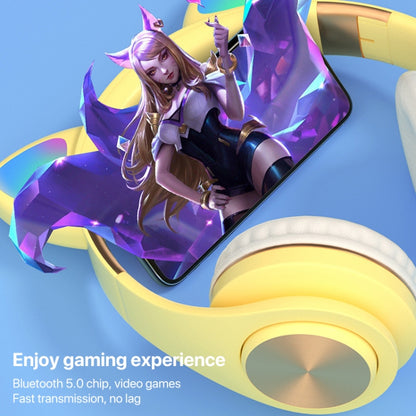 Cat Ears Bluetooth Wireless Headphones Gaming Headset with Light(Gold) by bashfashion