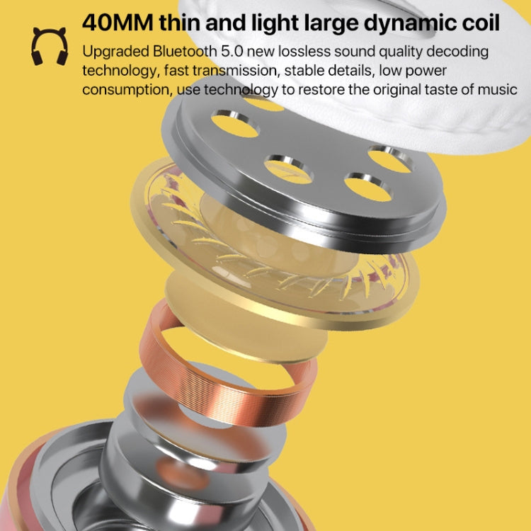 Cat Ears Bluetooth Wireless Headphones Gaming Headset with Light(Blue) by bashfashion