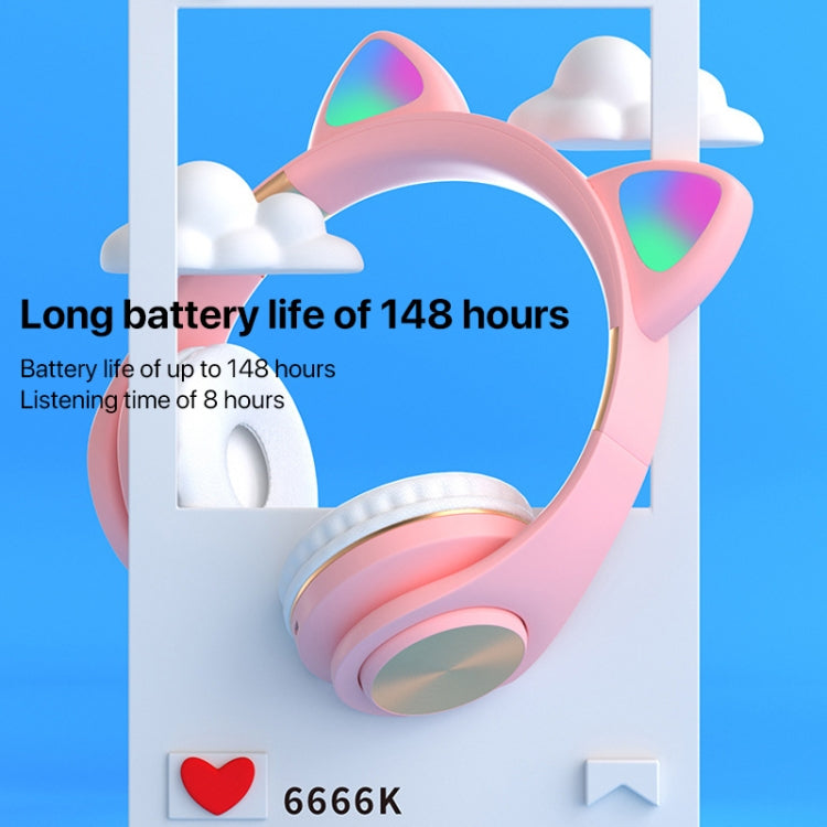 Cat Ears Bluetooth Wireless Headphones Gaming Headset with Light(Gold) by bashfashion