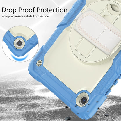 For Samsung Galaxy Tab A7 Lite T220 Silicone Hybrid PC Tablet Case with Shoulder Strap(Beige + Cyan-blue) by bashfashion