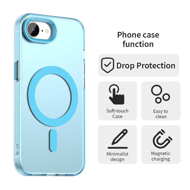 For iPhone 16e Candy Magsafe PC Hybrid TPU Phone Case(Blue) by bashfashion