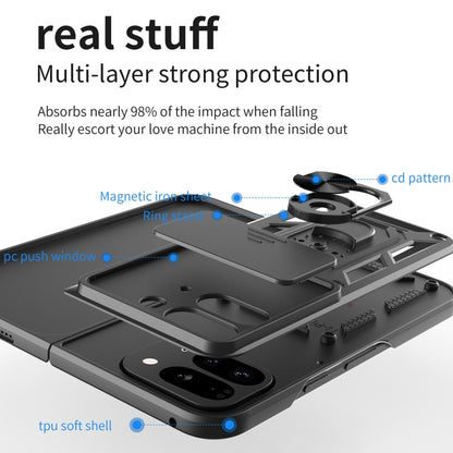 For Google Pixel 9 Pro Fold Sliding Camera Cover Design TPU+PC Phone Case(Black) by bashfashion