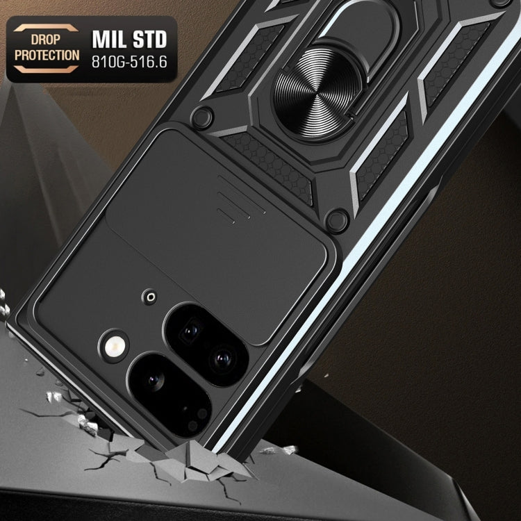 For Google Pixel 9 Pro Fold Sliding Camera Cover Design TPU+PC Phone Case(Black) by bashfashion