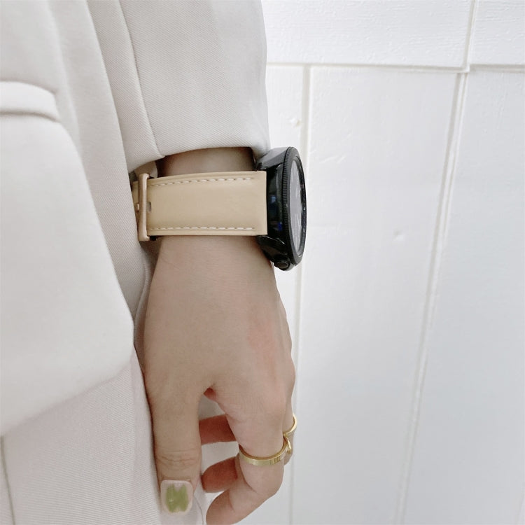 For Samsung Galaxy Watch3 45mm Leather Silver Buckle Watch Band(Dark Brown) by bashfashion