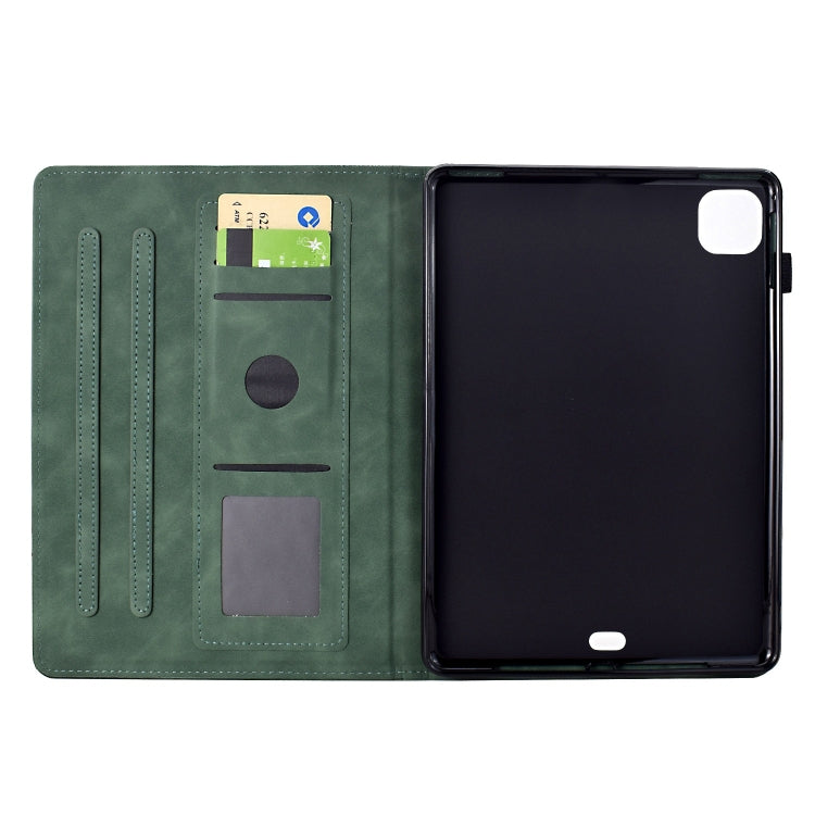 For iPad Pro 11 2025 / 2024 Cats Embossed Leather Smart Tablet Case(Green)