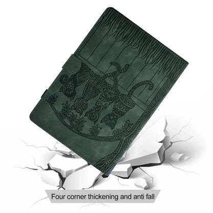 For iPad Pro 11 2025 / 2024 Cats Embossed Leather Smart Tablet Case(Green)