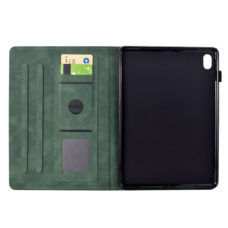 For iPad 2025 / 2022 Cats Embossed Leather Smart Tablet Case(Green) by bashfashion