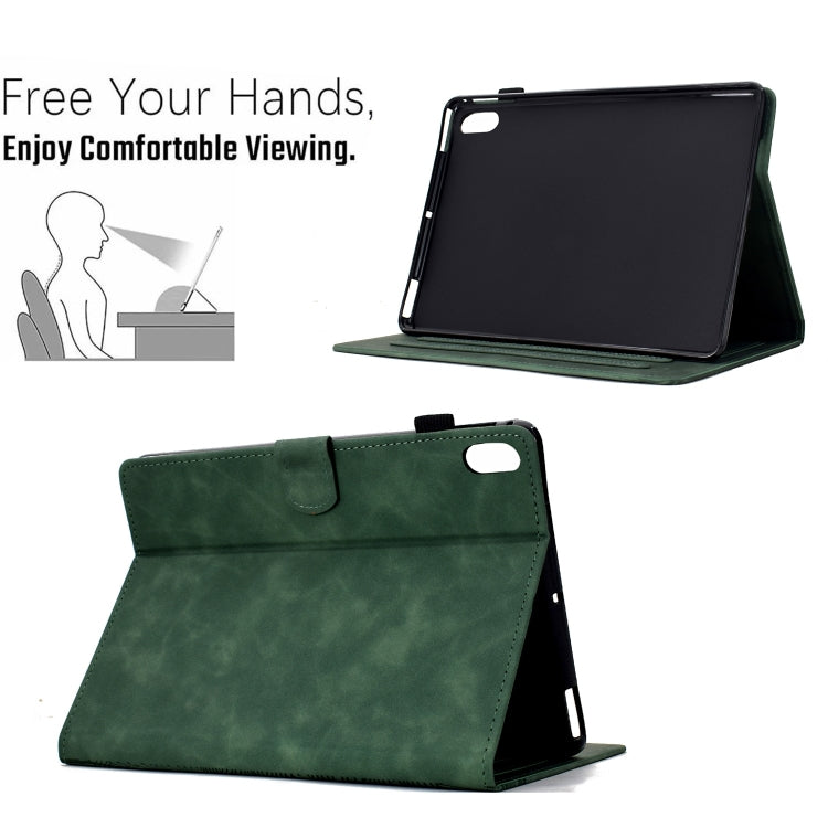 For iPad 2025 / 2022 Cats Embossed Leather Smart Tablet Case(Green) by bashfashion