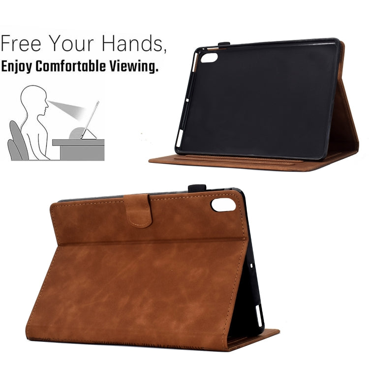 For iPad mini 6 / mini 2024 Cats Embossed Leather Smart Tablet Case(Brown) by bashfashion