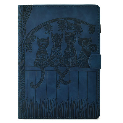 For Samsung Galaxy Tab A7 Lite T220 Cats Embossed Leather Tablet Case(Dark Blue) by bashfashion