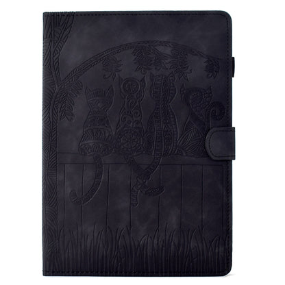 For Samsung Galaxy Tab A7 Lite T220 Cats Embossed Leather Tablet Case(Black) by bashfashion