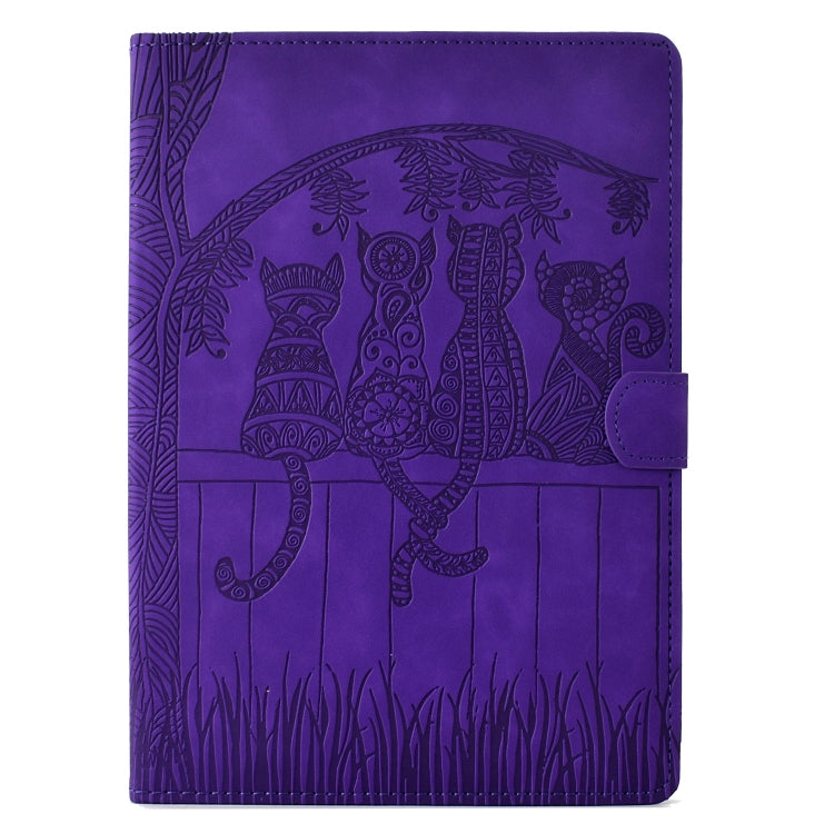 For Samsung Galaxy Tab A7 Lite T220 Cats Embossed Leather Tablet Case(Purple) by bashfashion