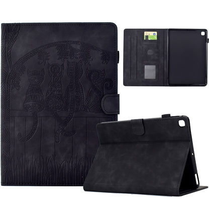 For Samsung Galaxy Tab A 10.1 2019 T510 Cats Embossed Leather Tablet Case(Black) by bashfashion