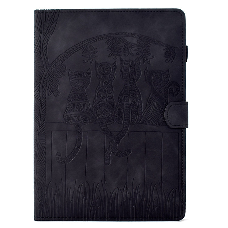 For Samsung Galaxy Tab A 10.1 2019 T510 Cats Embossed Leather Tablet Case(Black) by bashfashion