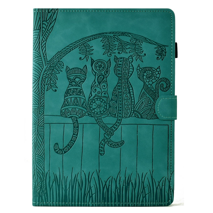 For Samsung Galaxy Tab A 10.1 2019 T510 Cats Embossed Leather Tablet Case(Light Blue) by bashfashion