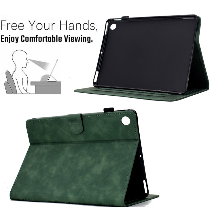 For Samsung Galaxy Tab A11 / A9 Cats Embossed Leather Tablet Case(Green) by bashfashion