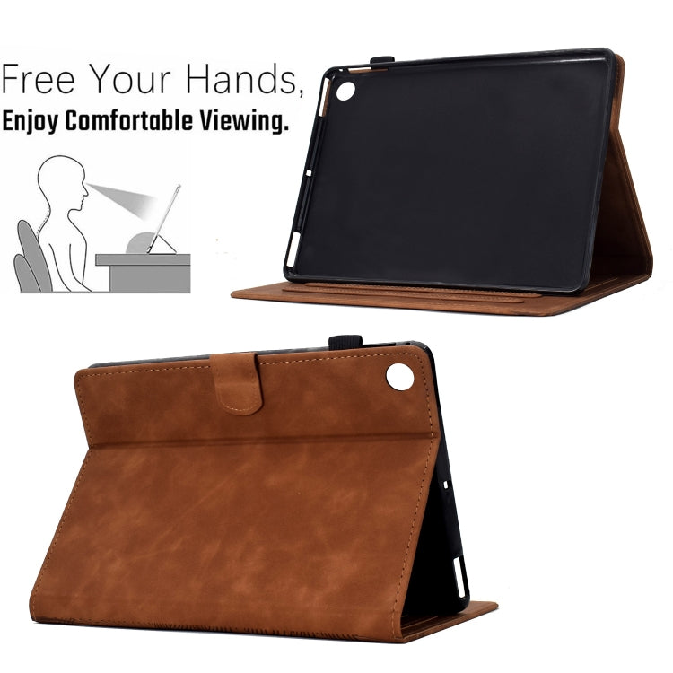 For Samsung Galaxy Tab A11 / A9 Cats Embossed Leather Tablet Case(Brown) by bashfashion