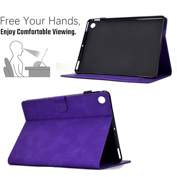 For Samsung Galaxy Tab A11 / A9 Cats Embossed Leather Tablet Case(Purple) by bashfashion