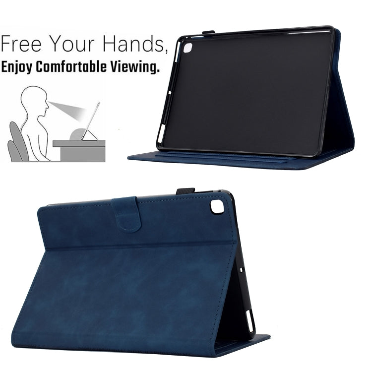 For Samsung Galaxy Tab S6 Lite P610 Cats Embossed Leather Smart Tablet Case(Dark Blue) by bashfashion
