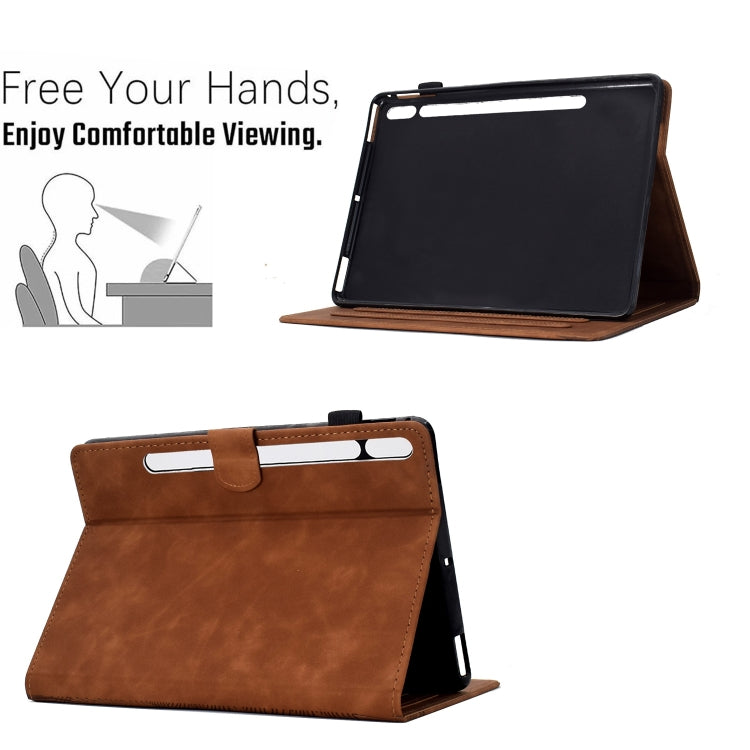 For Samsung Galaxy Tab S9 / S9 FE Cats Embossed Leather Smart Tablet Case(Brown) by bashfashion
