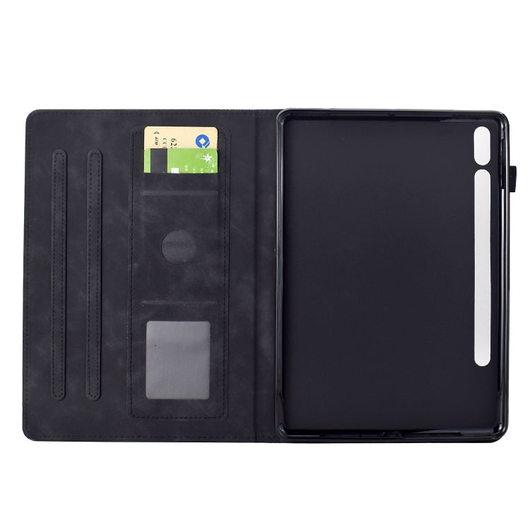 For Samsung Galaxy Tab S9 / S9 FE Cats Embossed Leather Smart Tablet Case(Black) by bashfashion