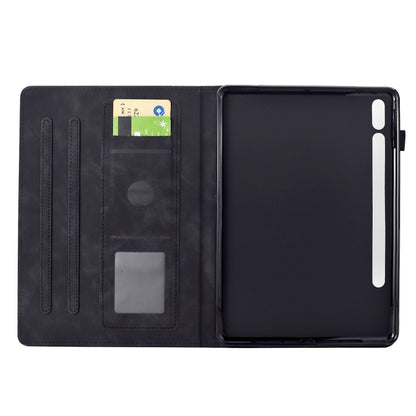 For Samsung Galaxy Tab S9 / S9 FE Cats Embossed Leather Smart Tablet Case(Black) by bashfashion